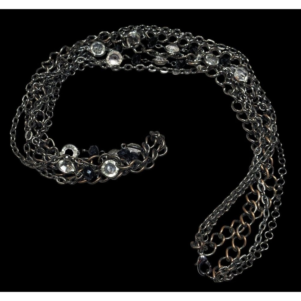 Glam Goth Multilayer Gemmed Chain Necklace